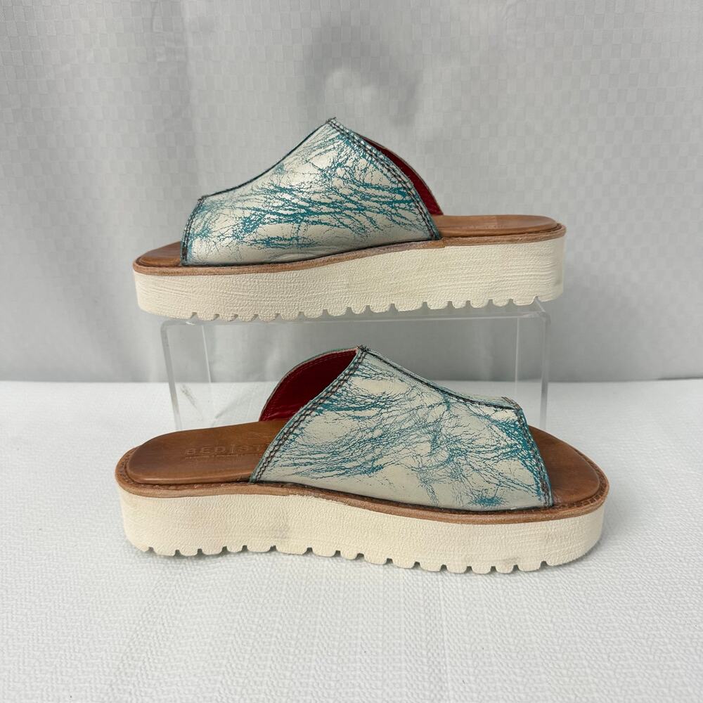 Bed Stu Fairlee II Slide Sandals Womens Size 7.5 Teal Leather - Picture 10 of 11
